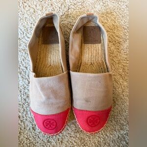 Tory Burch Tan and Red Espadrilles